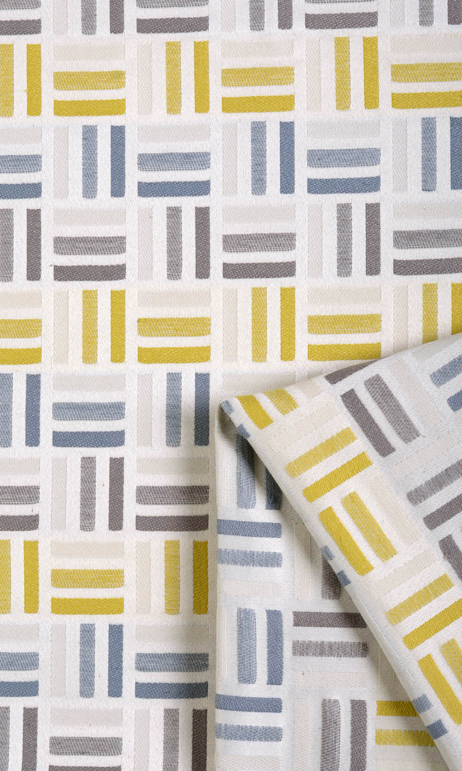 Geometric Curtains / Drapes / Window Drapery Panels (Yellow/ Steel Blue/ Grey)