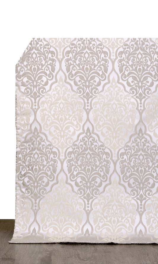 Damask Curtain Panels (Beige)