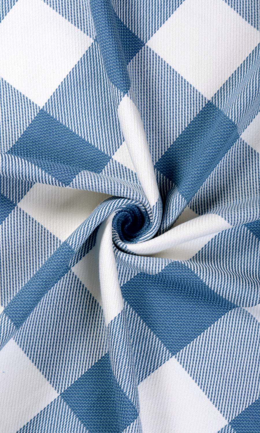 Buffalo Check Curtains / Drapes / Window Drapery Panels (Indigo Blue/ White)
