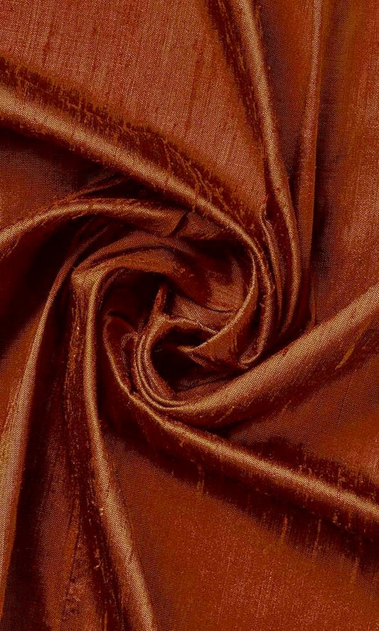 Pure Silk Curtains (Copper Orange)