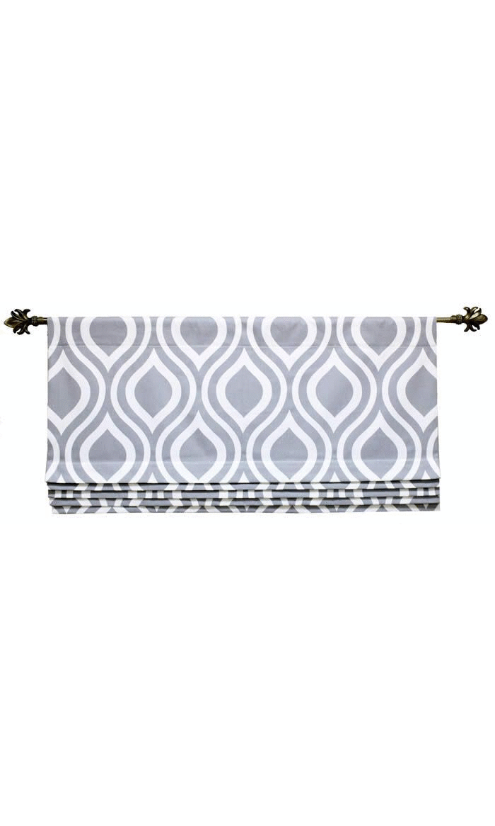 Rod mounted faux roman shade valance