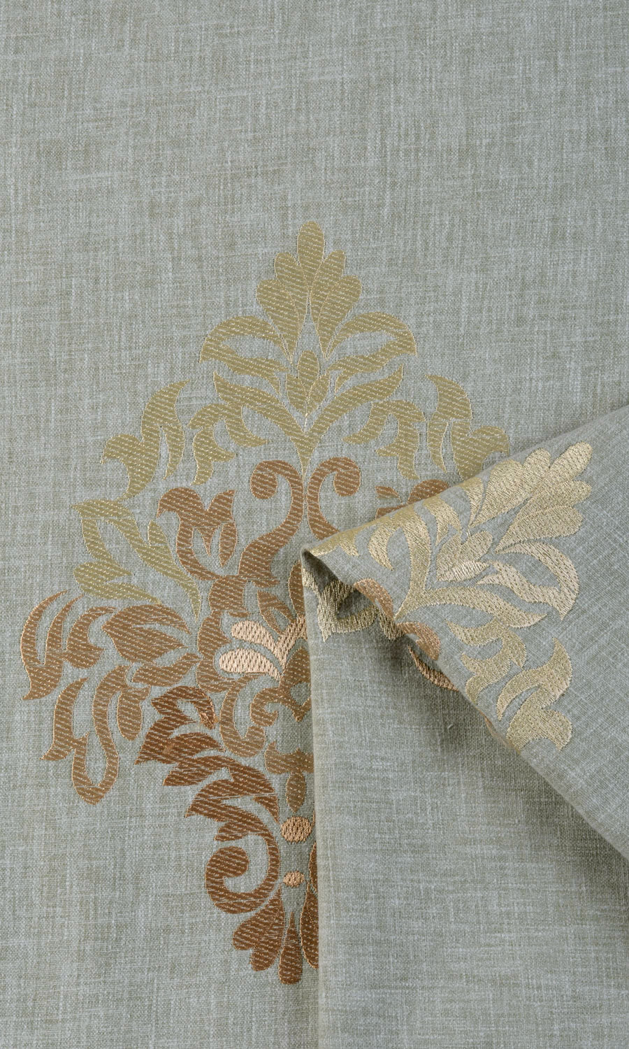 Damask Patterned  Pinch Pleat, Rod Pocket, Eyelet Curtains (Gray/ Beige/ Brown)