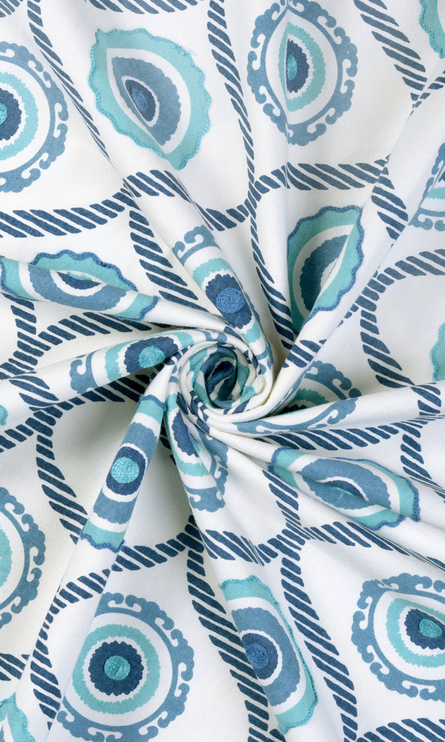 Printed Free Fabric Material Sample (Blue/ White)