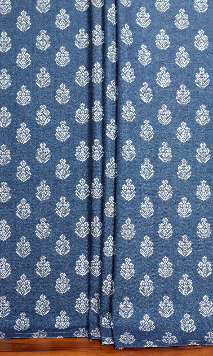 Floral Cotton Home Textile Fabric Material Sample (Blue)