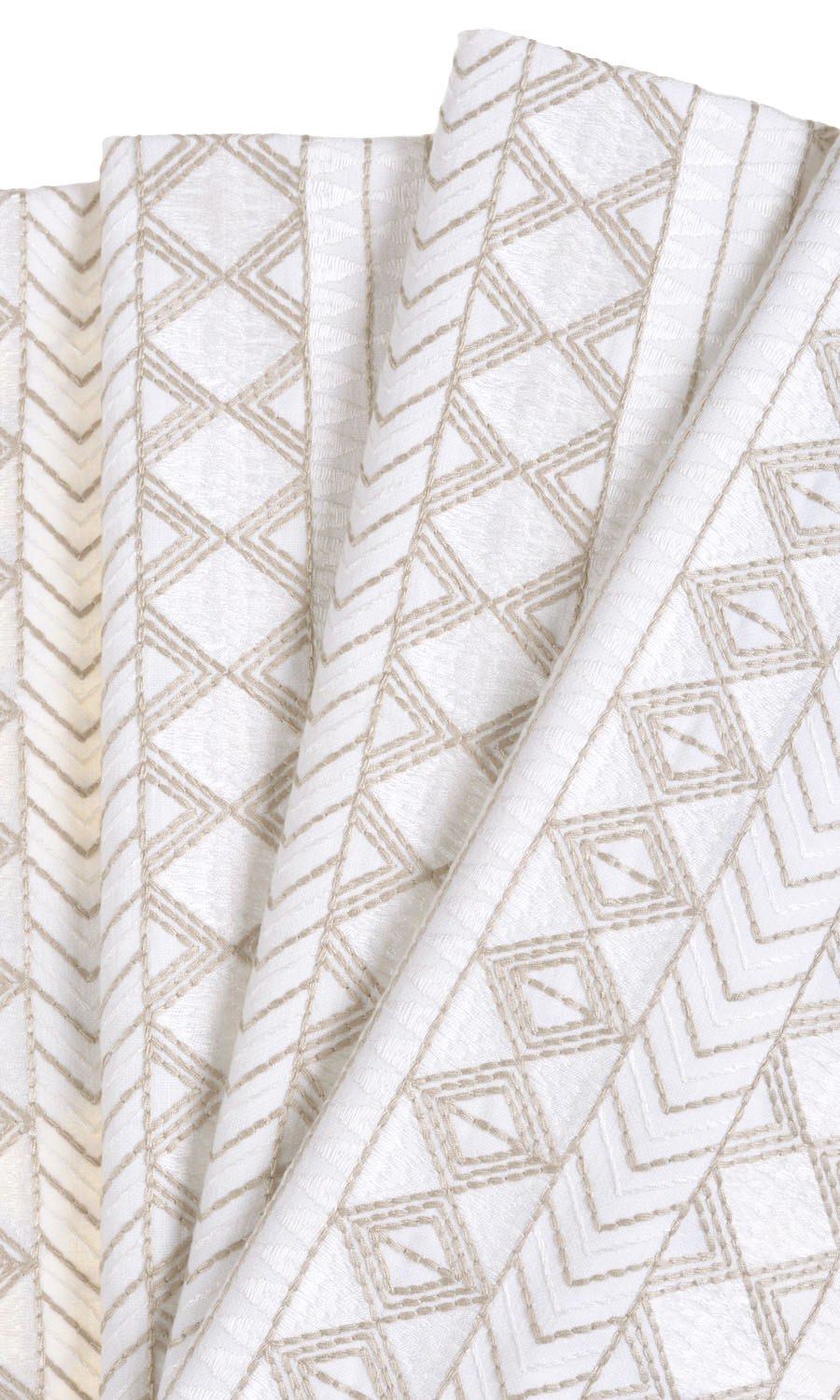 Ikat Textured Pinch Pleat, Rod Pocket, Eyelet Curtains (white/ Beige)