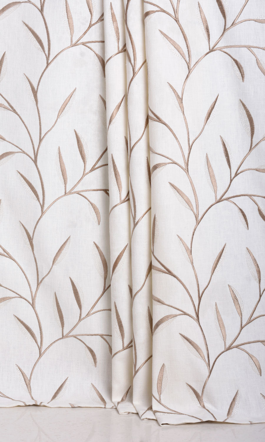 Floral Embroidery Curtain Panels (Cream)
