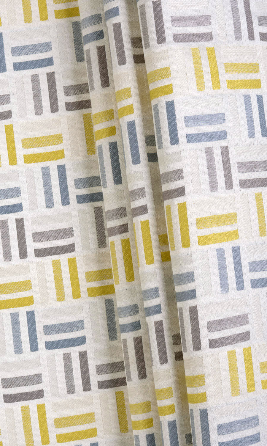 Geometric Drapes (Yellow/ Steel Blue/ Grey) Extra Long Short Wide
