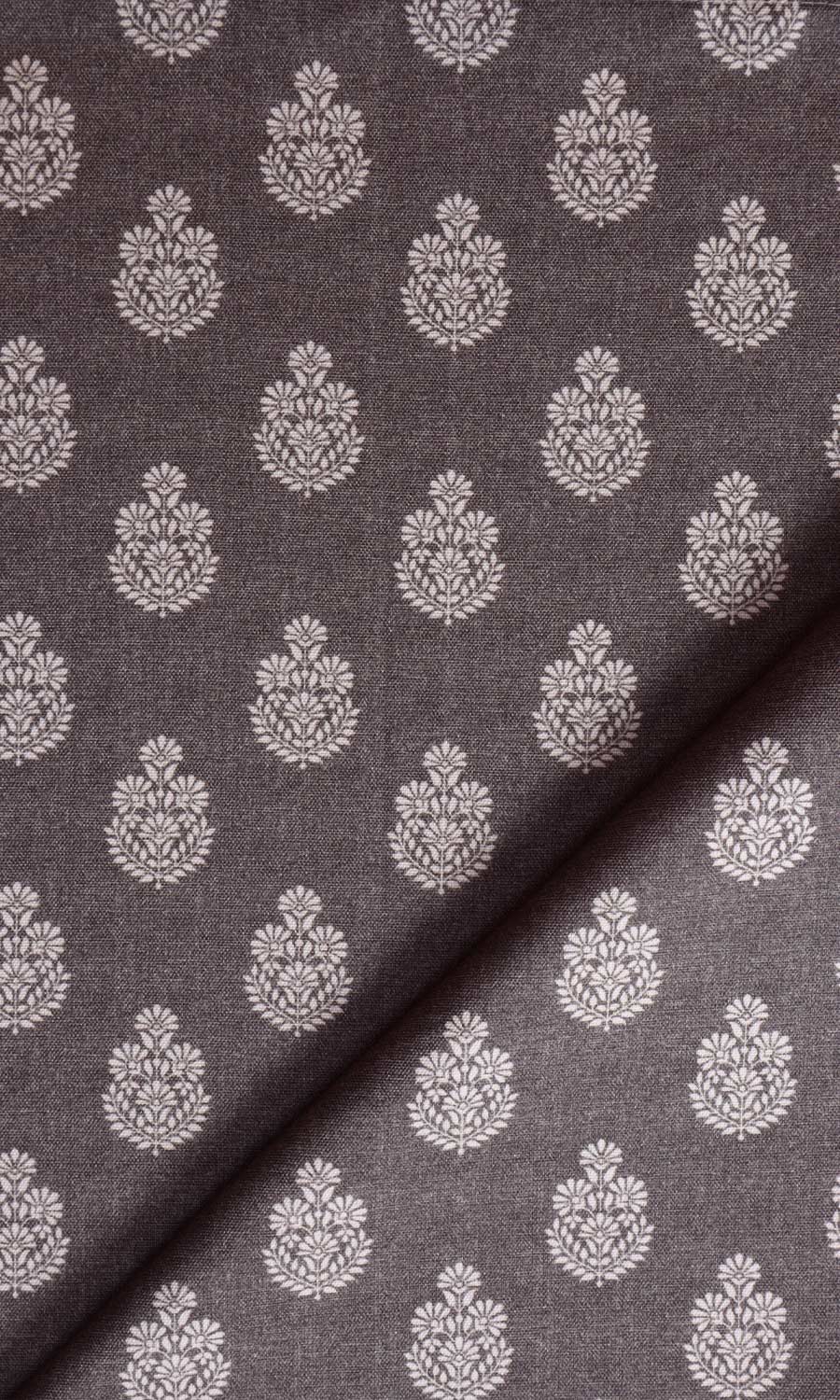 Floral Cotton Free Fabric Material Sample (Charcoal Grey)