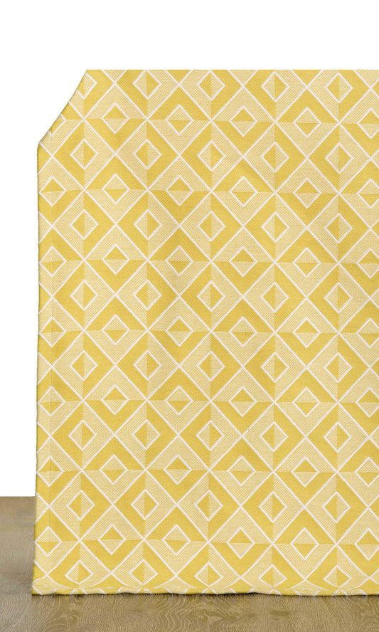 Woven Diamond Patterned Curtains (Yellow)