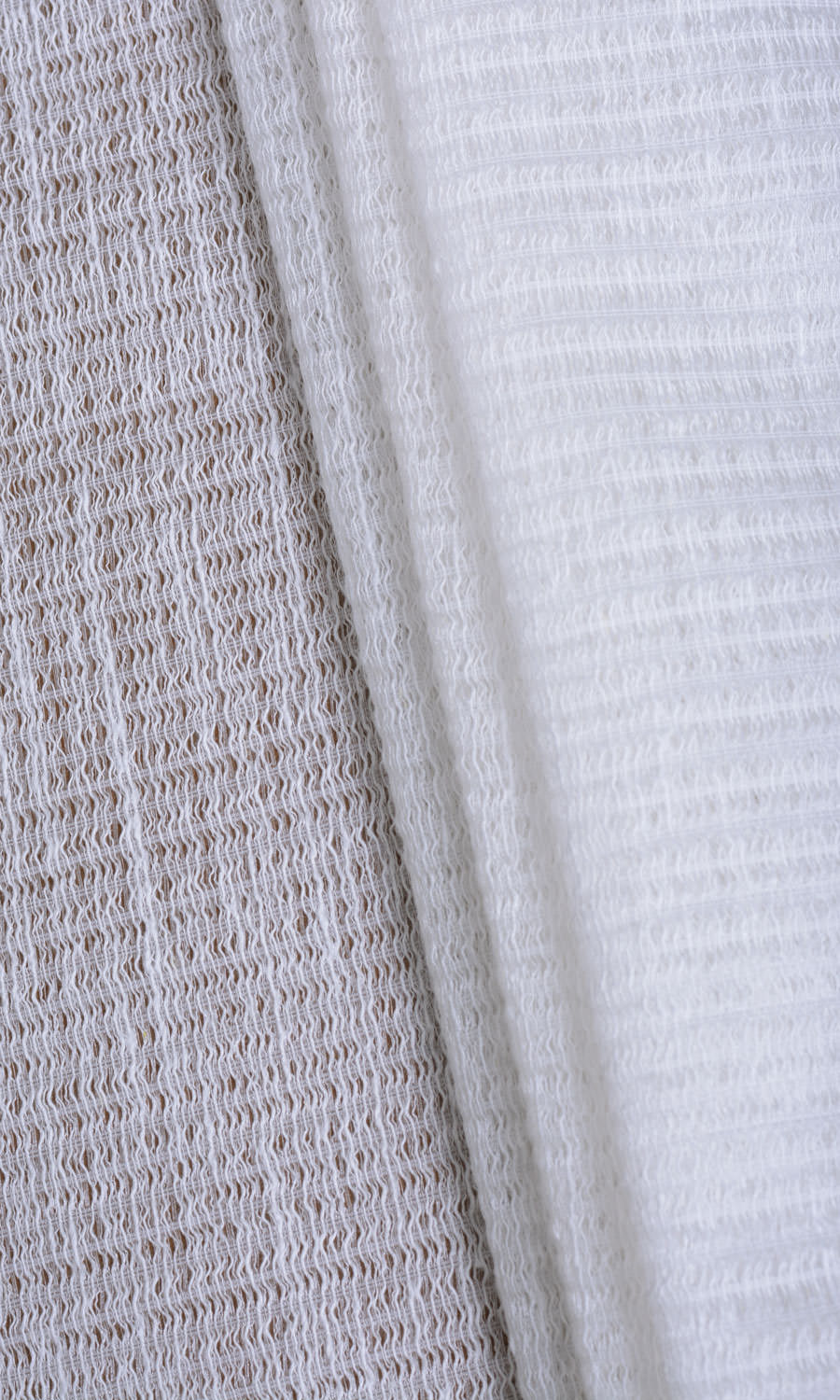 Cotton Blend Check Sheer Window Treatments Fabric By the Metre (Milky White)