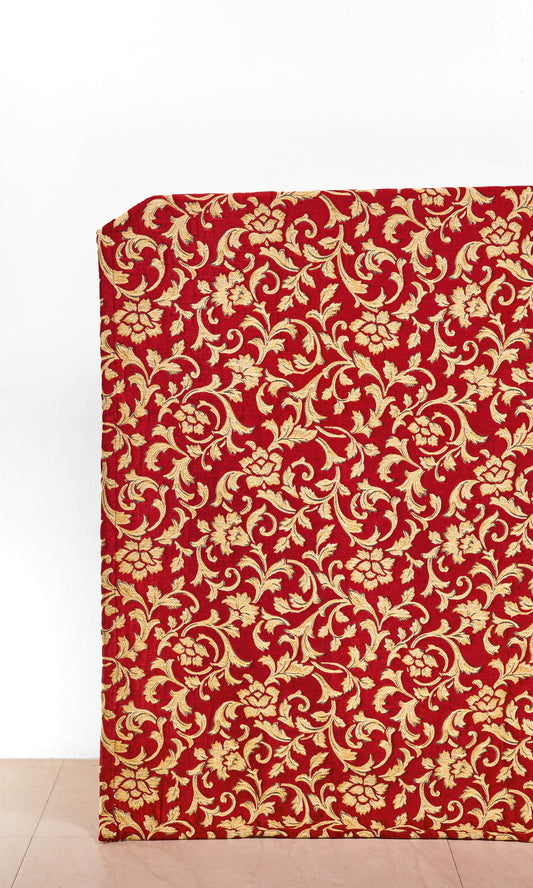 Floral Velvet Curtains (Beige/ Red)