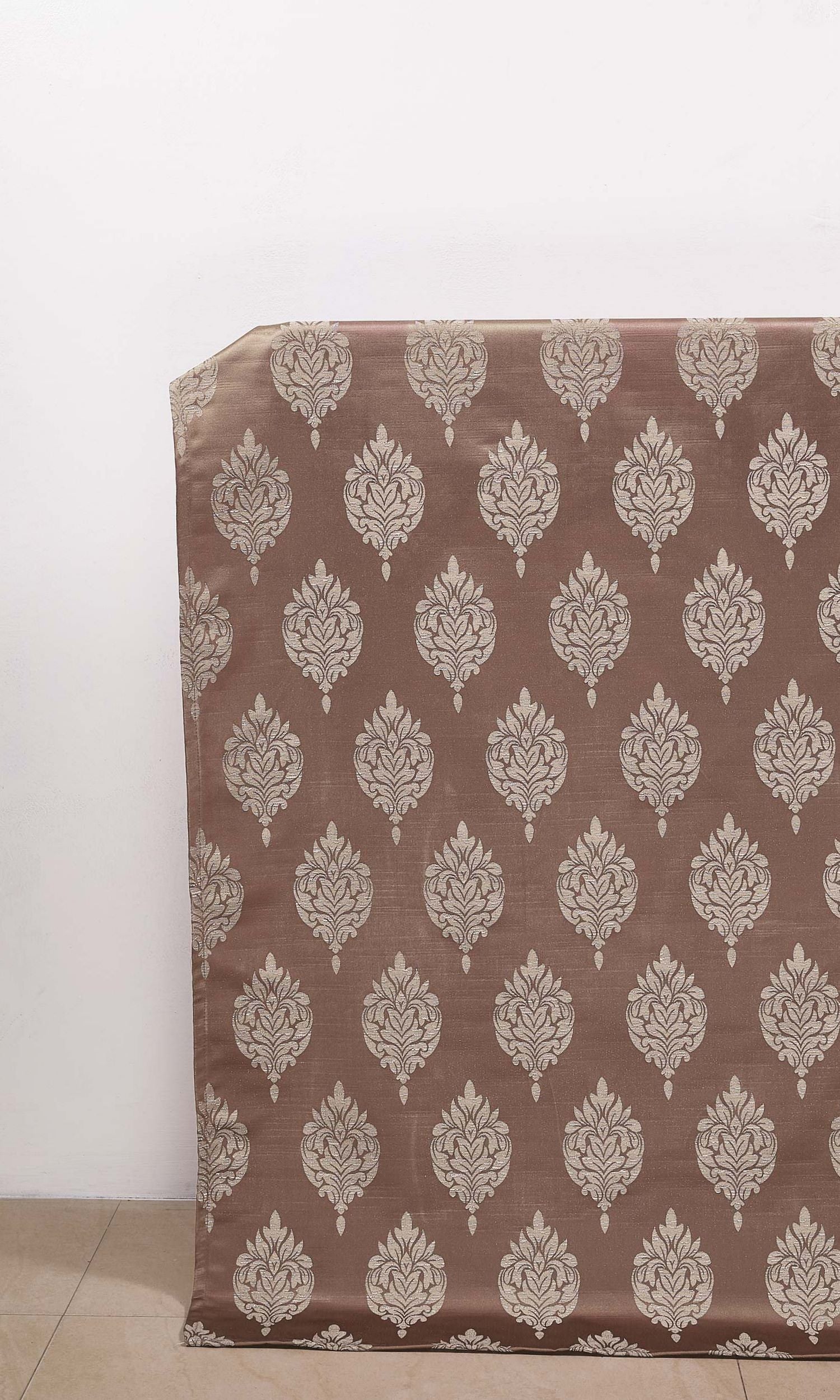 Self-Patterned Damask Window Treatments Fabric Sample (Brown)