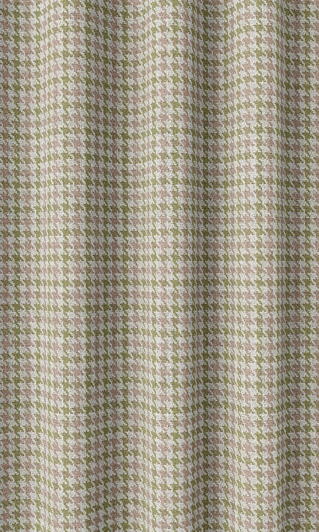 Houndstooth Patterned Home Décor Fabric Sample (Green & Pink)
