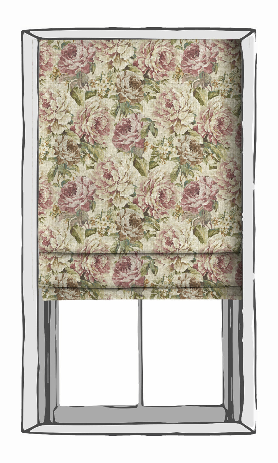 Floral Window Treatments Fabric Sample (Ivory/ Green/ Pink)