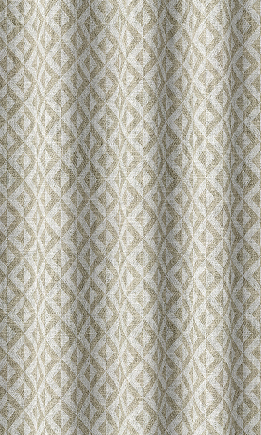 Herringbone Cotton Curtains (Beige / White)