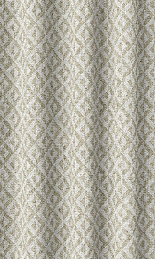 Herringbone Print Curtains (Beige/ White)