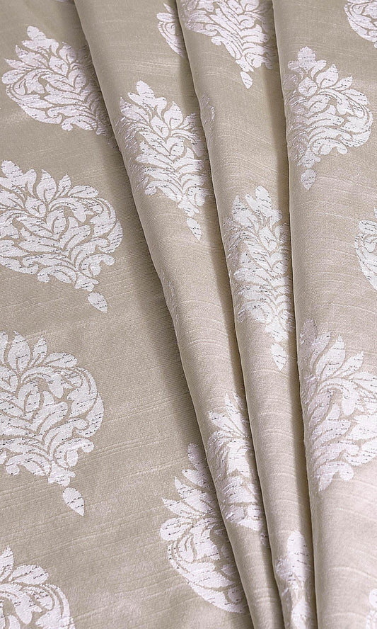 Cream / Champagne Gold Self-Patterned Damask Custom Curtains