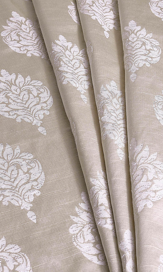 Patterned Damask Drapes (Cream/ Champagne Gold)