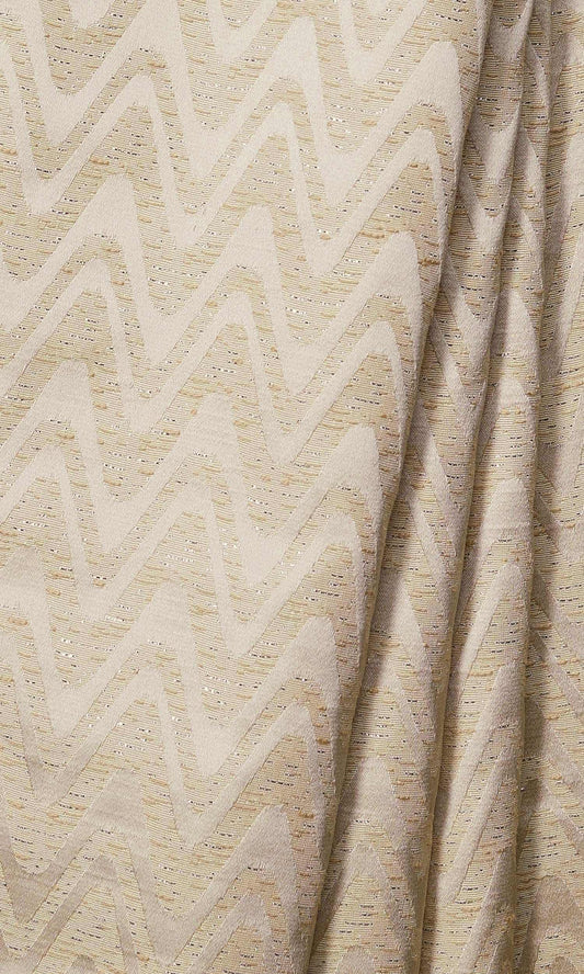 Self-Patterned Chevron Drapery (Beige/ Cream)