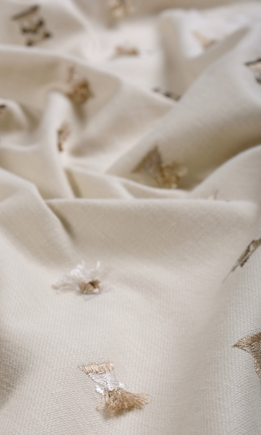 Embroidered Made-to-Measure Curtains (Beige/ Brown/ White)
