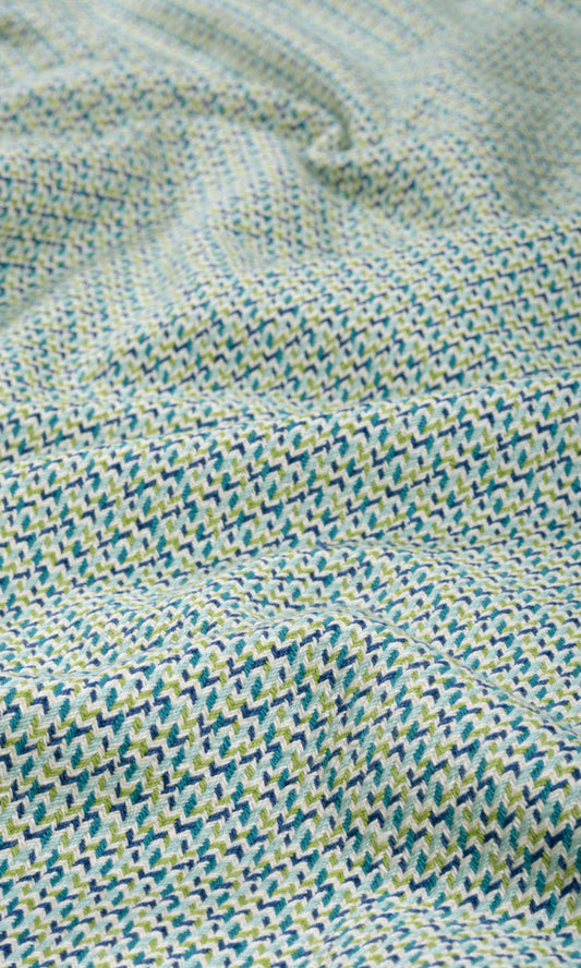 Houndstooth Patterned  Drapery (Blue/ Green)