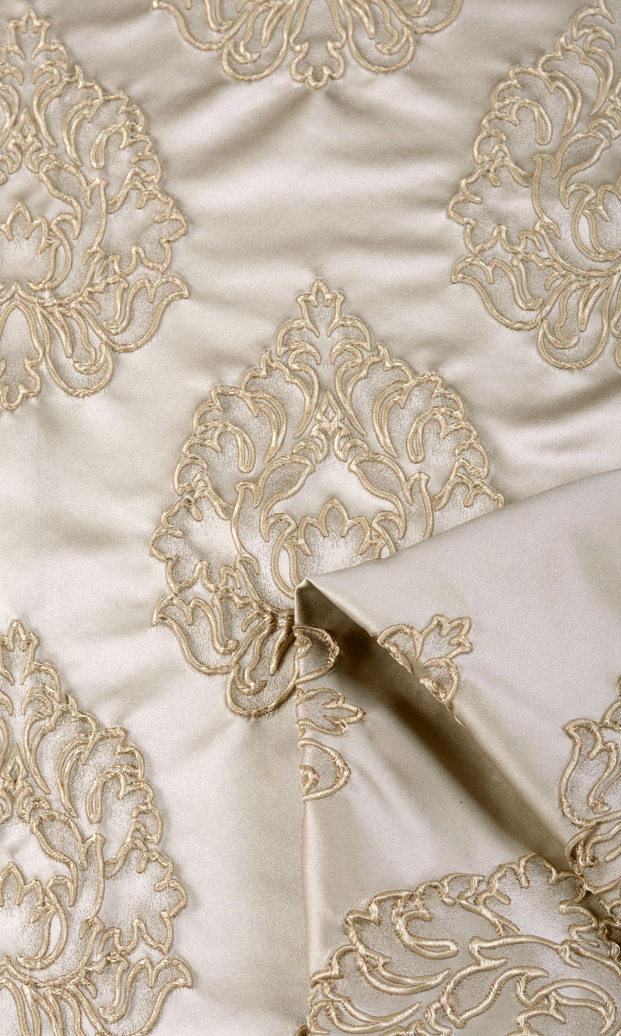 Damask Textured Home Textile Fabric Material Sample (Beige)