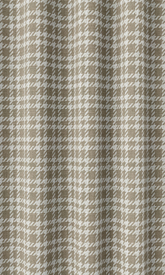 Brown & White Check Patterned Drapery