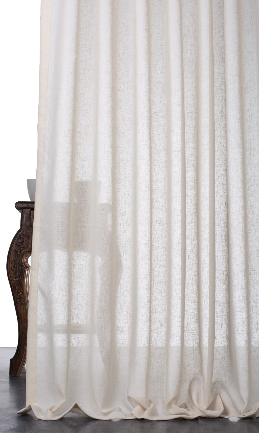 Plain Sheer Window Treatments Fabric By the Metre (Warm Ivory/ Pale Beige)