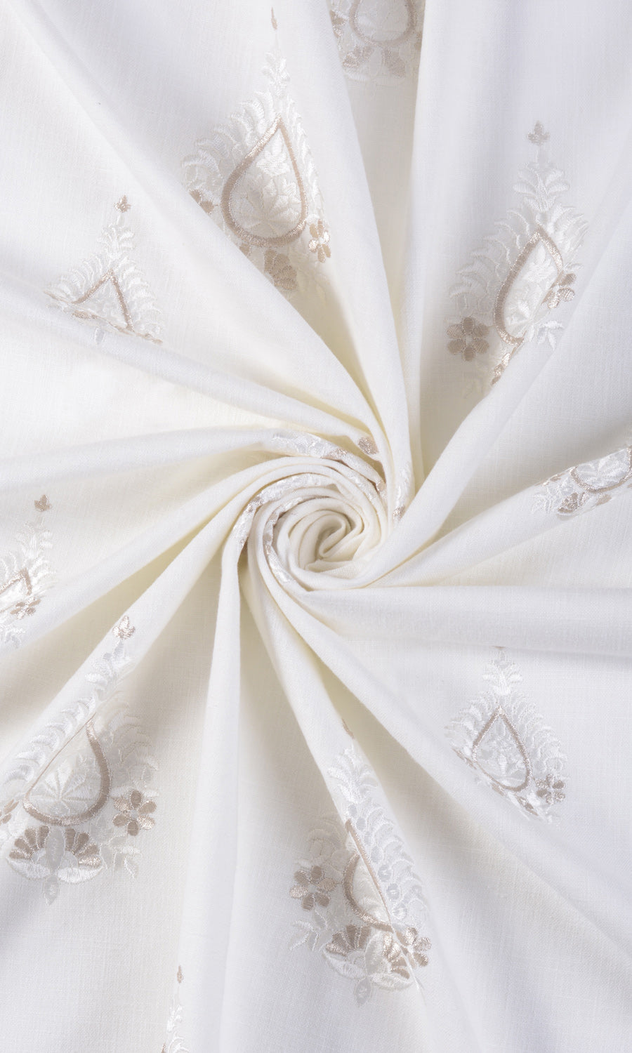 Embroidery Made-to-Measure Curtains (Pure White/ Pale Gray)