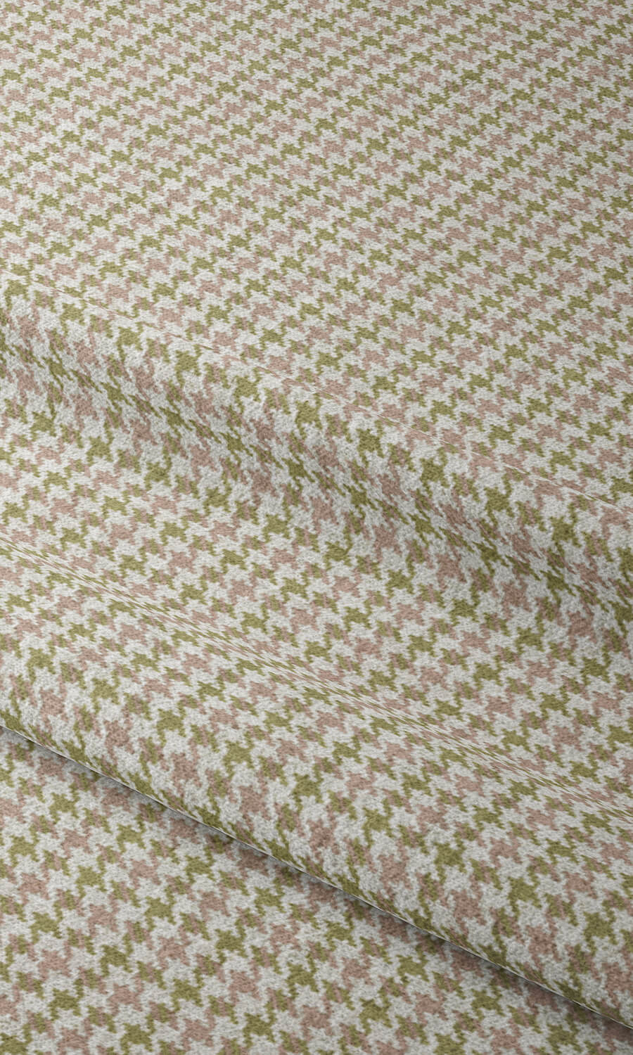 Houndstooth Patterned Home Textile Fabric Material Sample (Green & Pink)