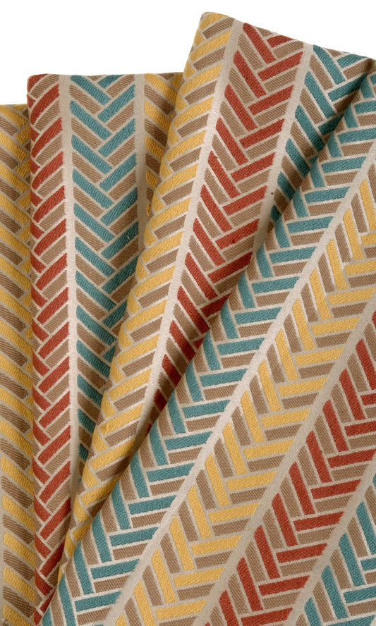 Horizontal Herringbone Patterned Custom Curtains