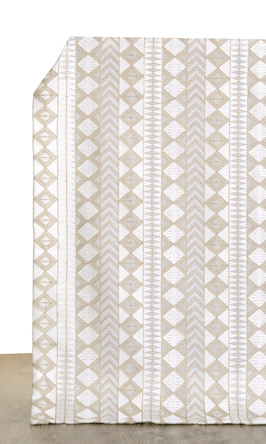 Geometric Patterned Sheer Drapes (White/ Beige)
