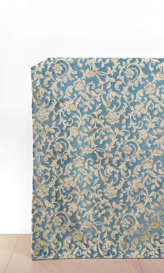 Floral Velvet Curtains (Beige/ Brown/ Blue)