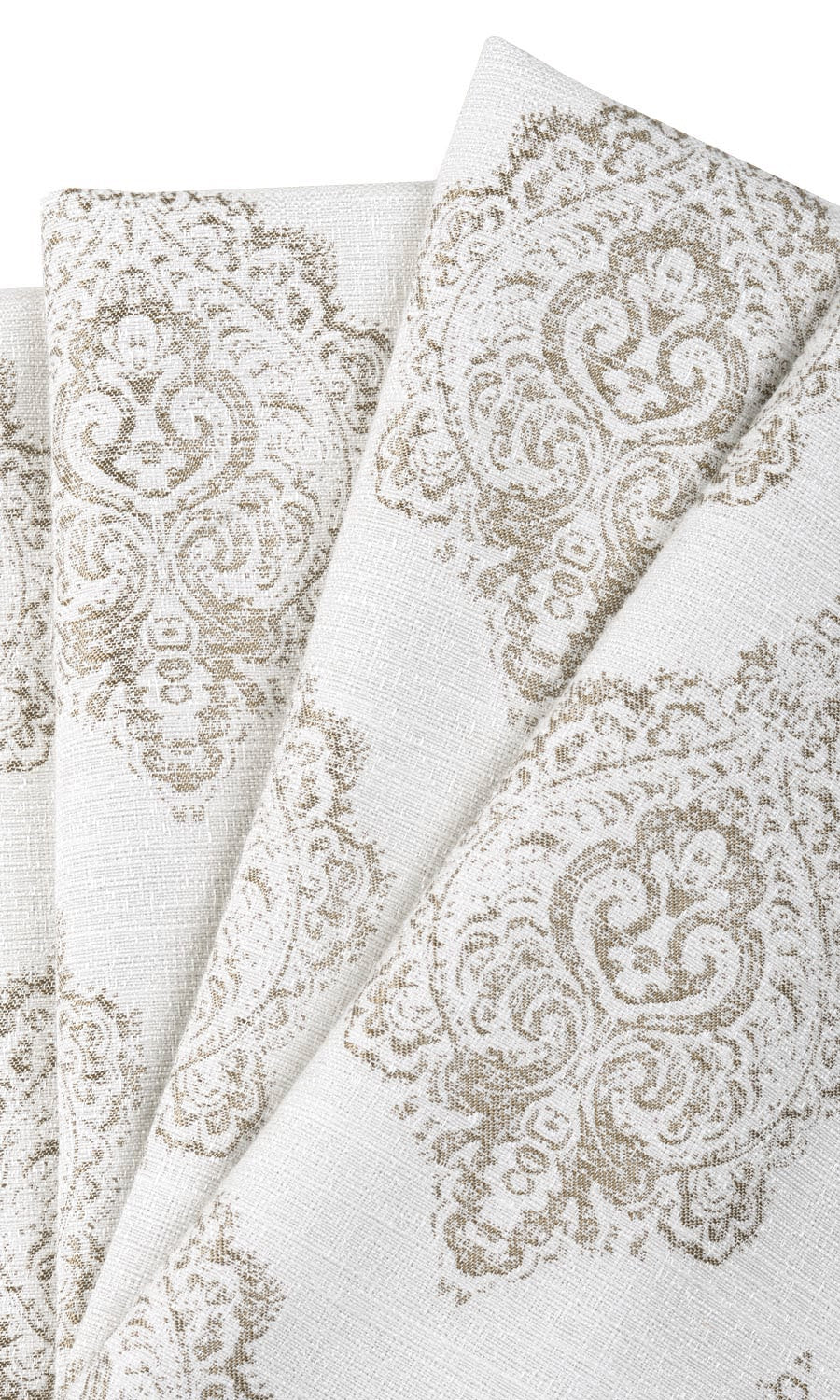 Damask Poly-Cotton Home Textile Fabric Material Sample (Cream/ Pale Beige)