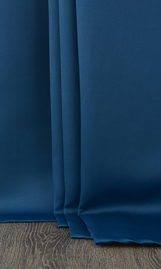 Plain Blue Room Darkening Blackout Bedroom Curtains