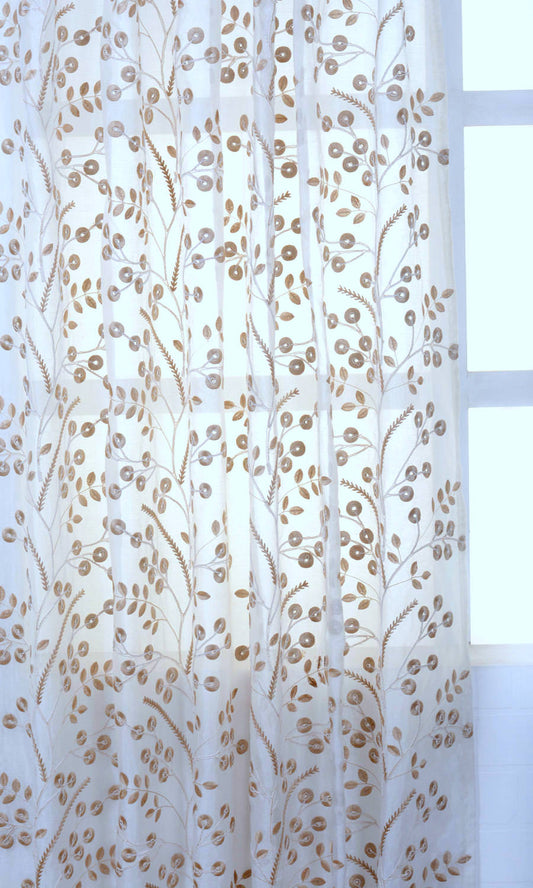 White/Golden Beige Sheer Linen Custom Curtains