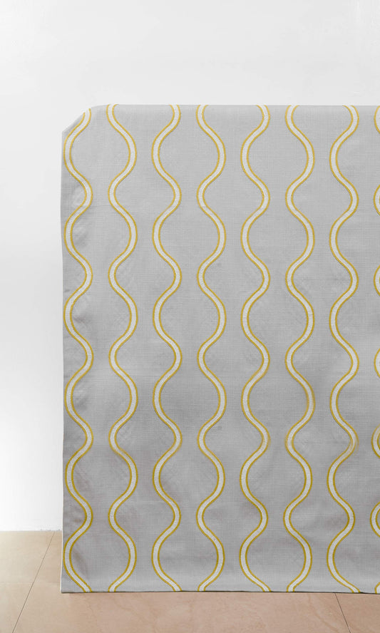 Wave Striped Drapes (Gray/ Yellow)
