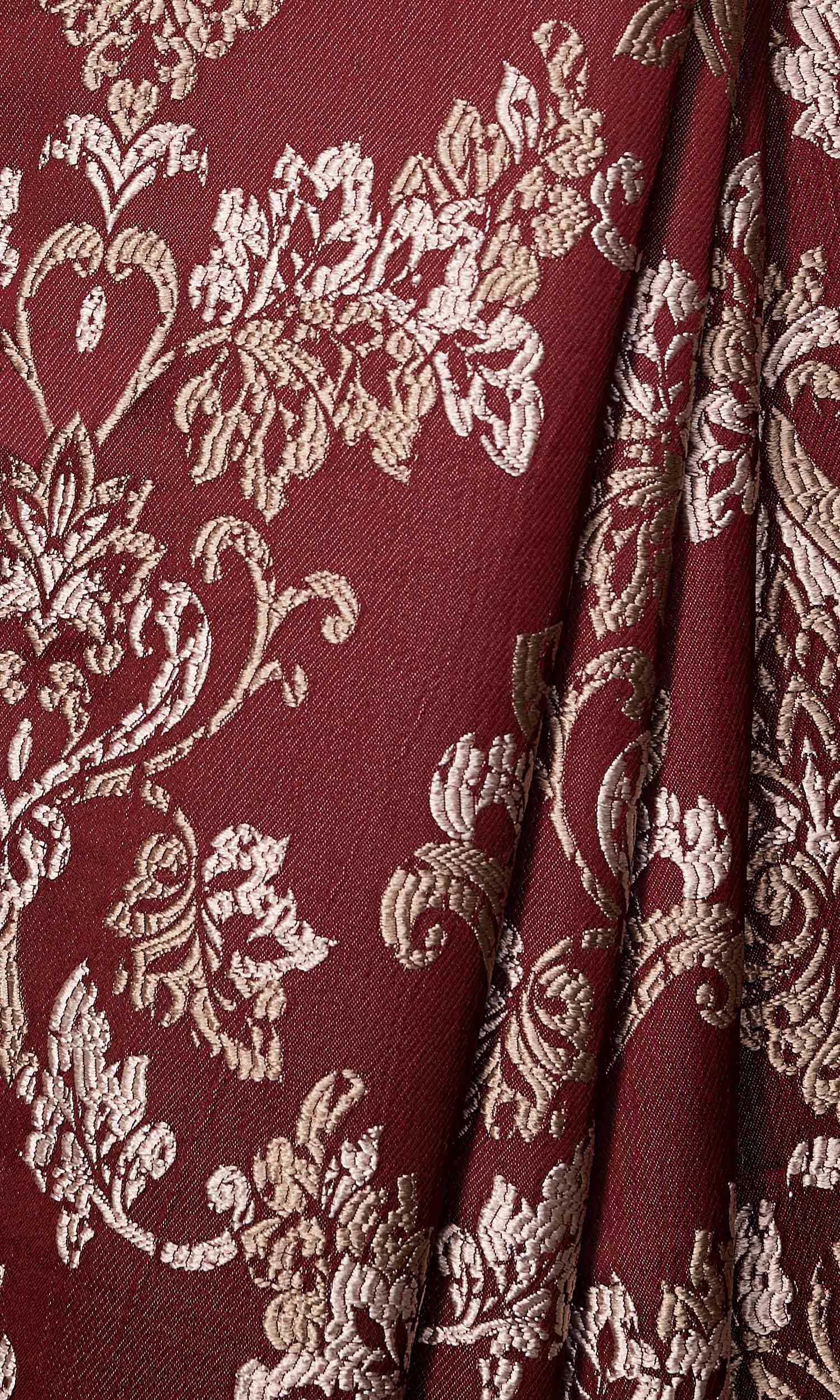 Fleur De Lis Patterned Window Treatments Fabric Sample (Red)