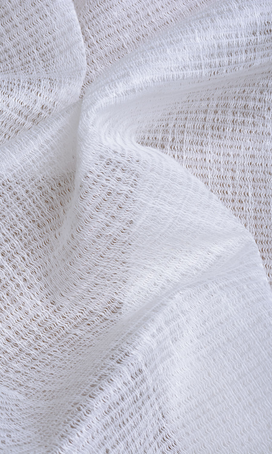Cotton Blend Check Sheer Home Textile Fabric Material By the Metre (Milky White)