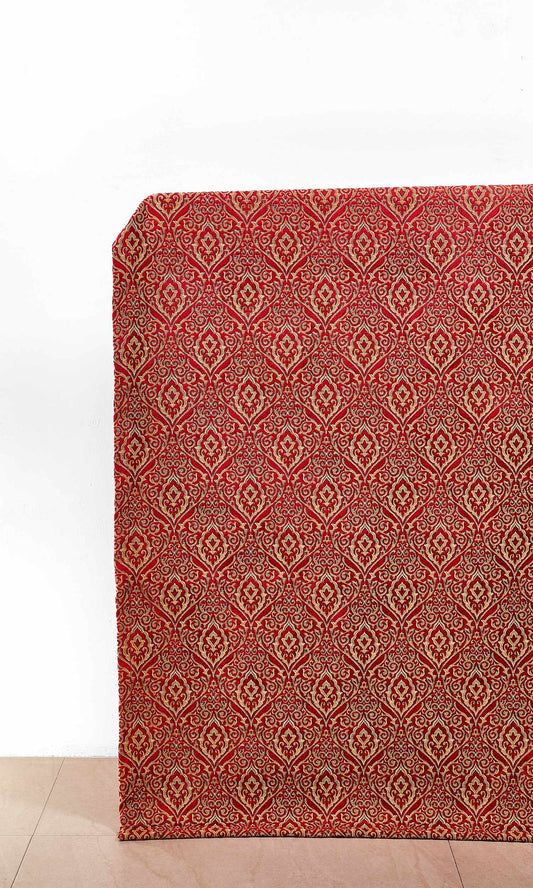 Damask Velvet Home Décor Fabric Sample (Beige/ Brown/ Red)