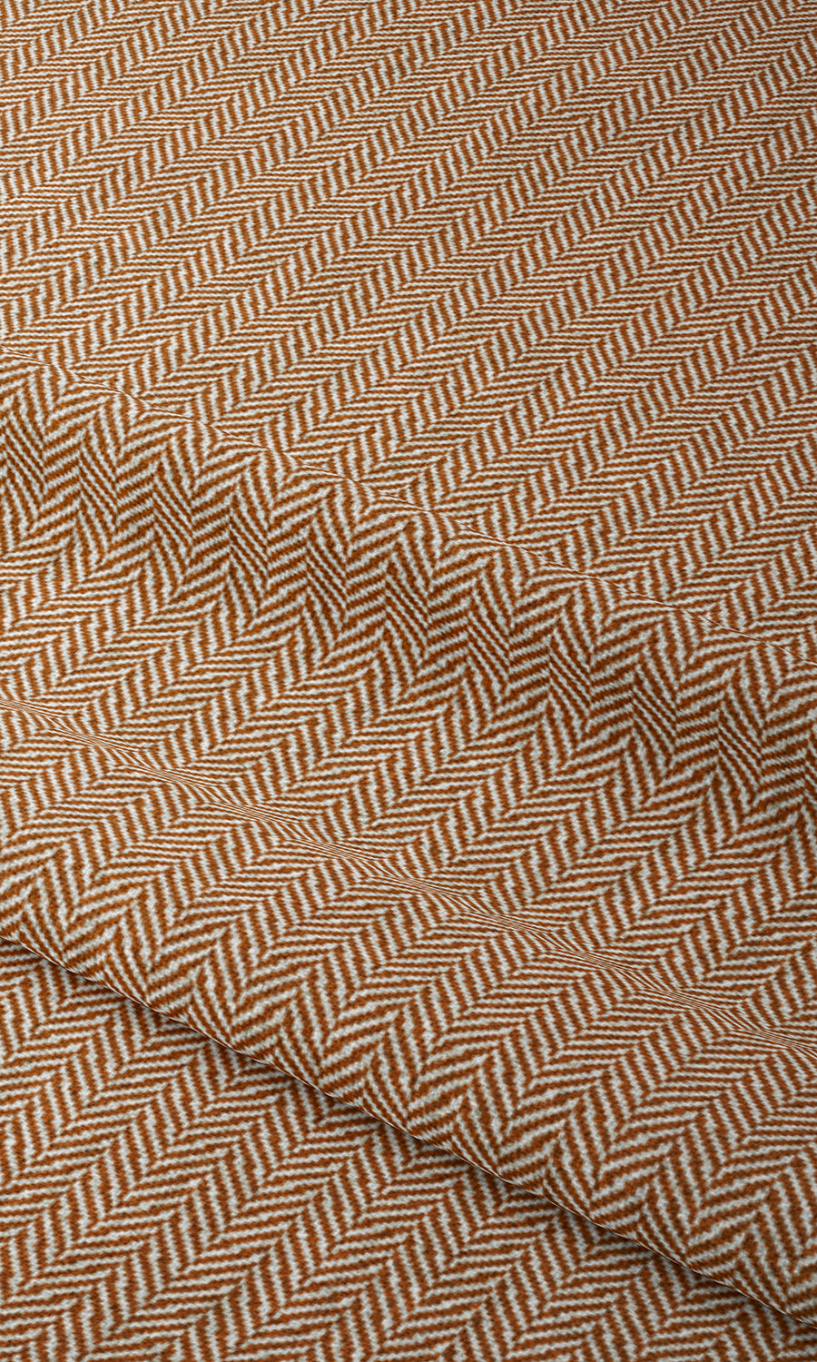 Herringbone Window Treatments Fabric By the Metre (Orange/ White)