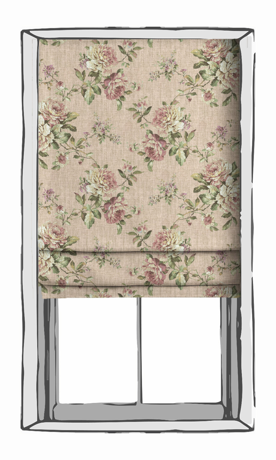 Classic Floral Print Window Treatments Fabric By the Metre (Pink)