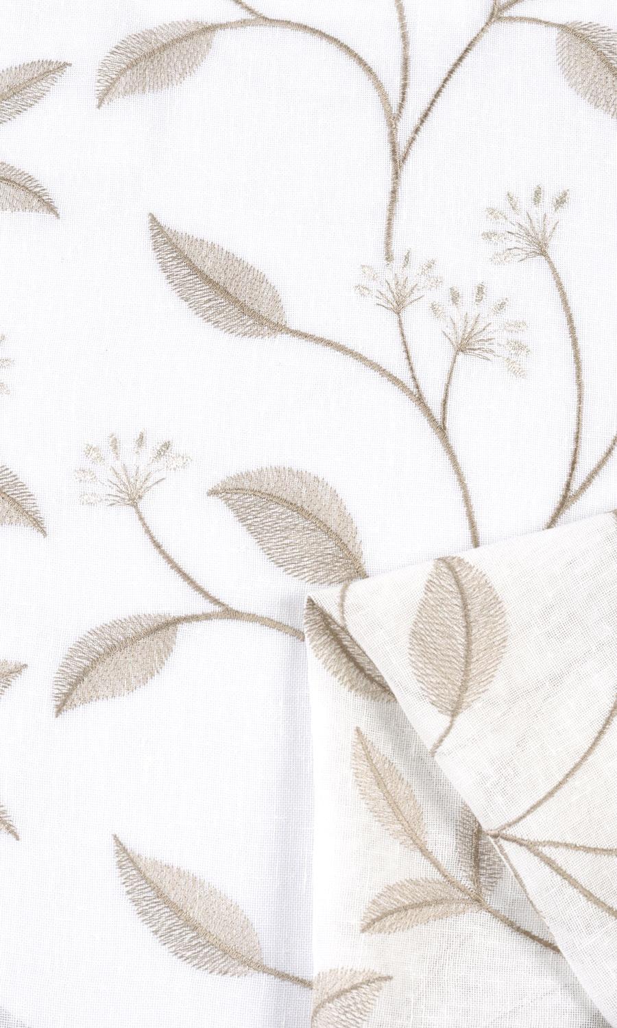 Floral Sheer Window Treatments Fabric Sample (White/ Brown)