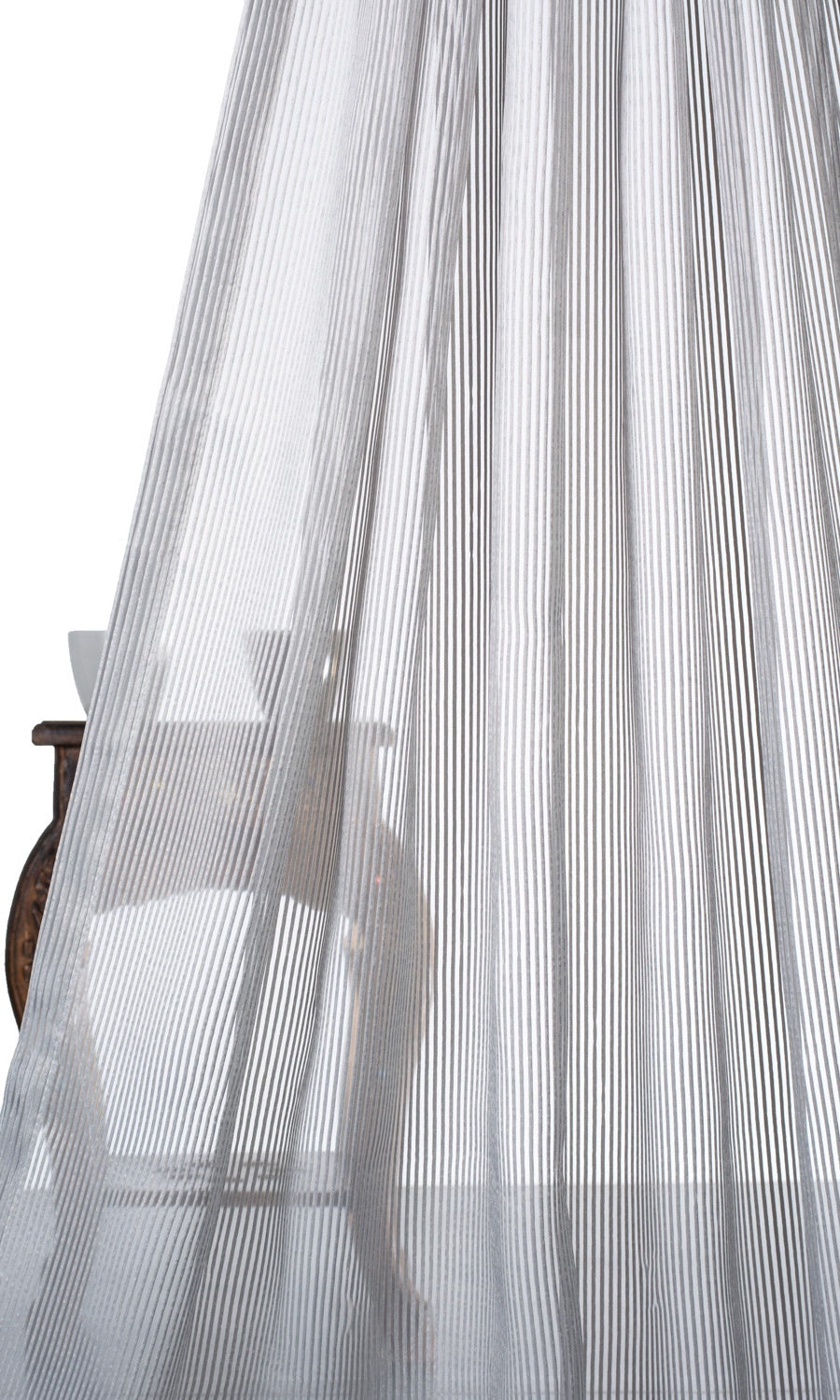Striped Sheer Fabric Sample for Curtains & Drapes (Grey)