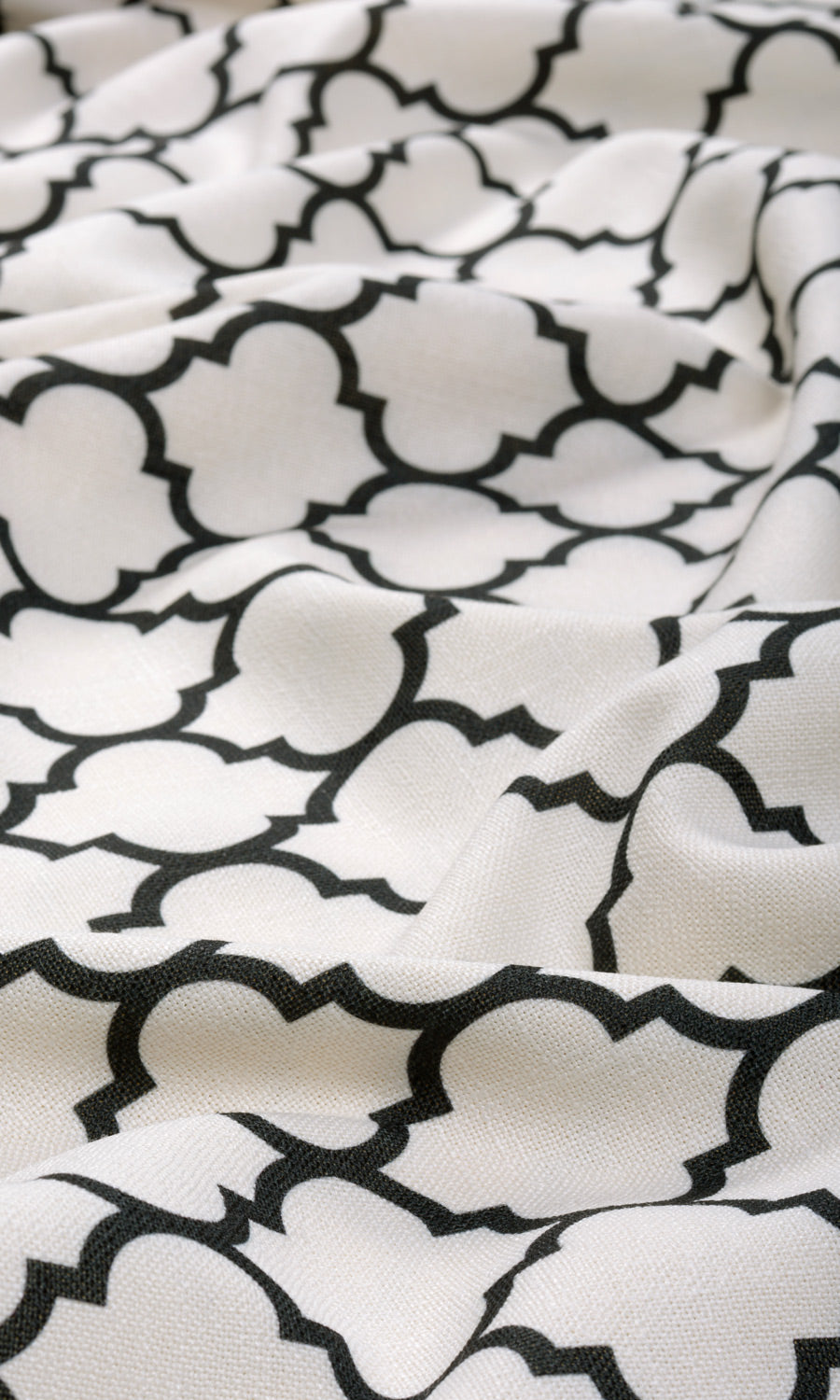 Moroccan Tiled Fabric Material By the Metre (Cream/ Black)