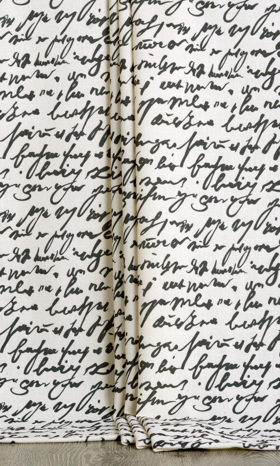 Script Print Window Treatments Fabric Sample (Paper White/ Ink Black)