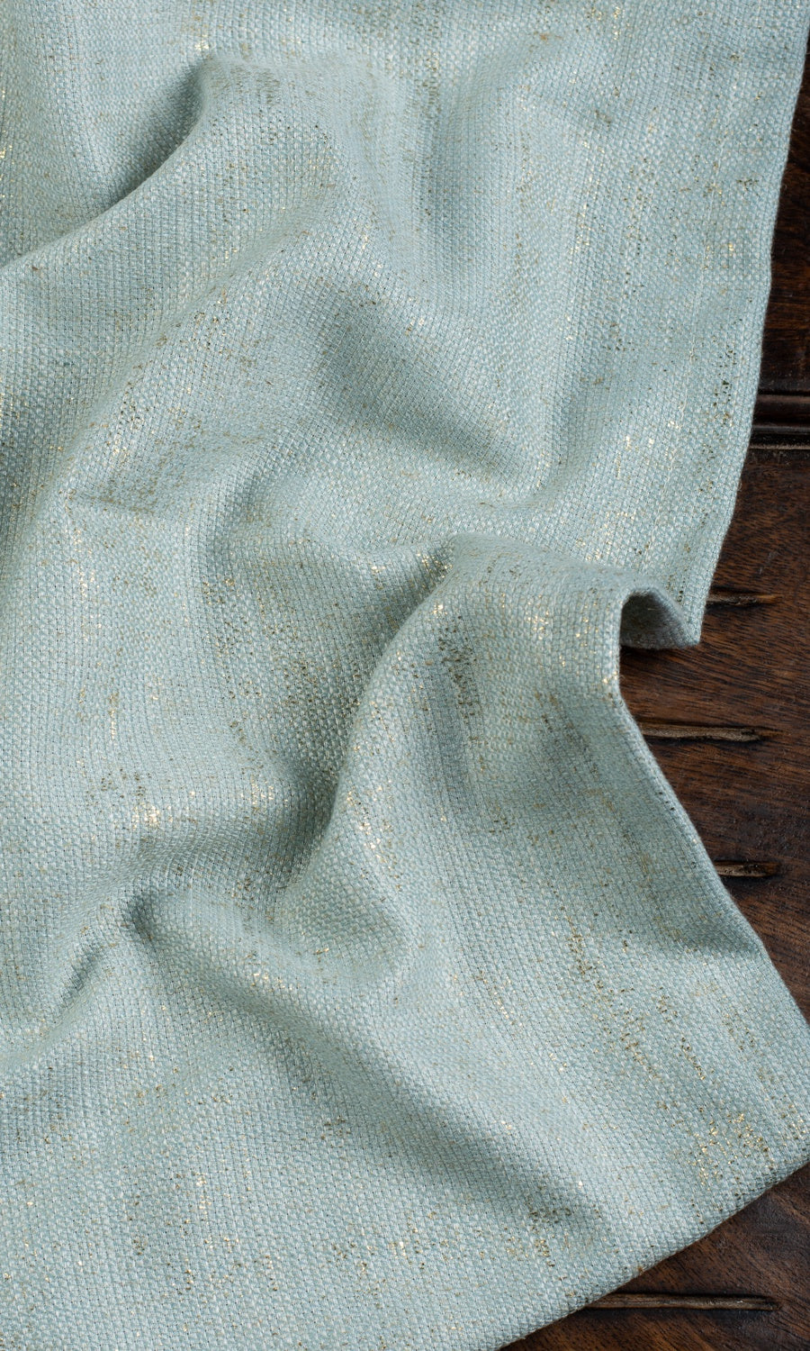 Metallic Print Poly-Linen Home Textile Fabric Material Sample (Powder Blue)