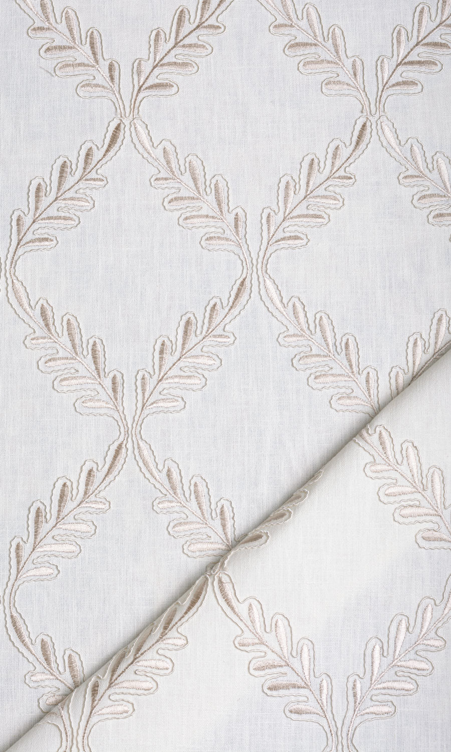 Poly-Linen Embroidered Fabric Material By the Metre (White/ Cream)