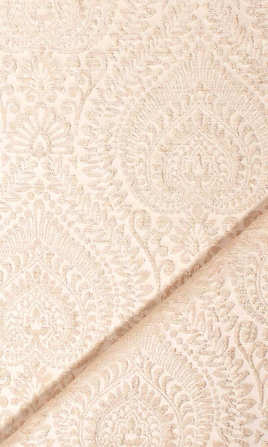 Textured Floral Curtain Panels (Pale Beige)