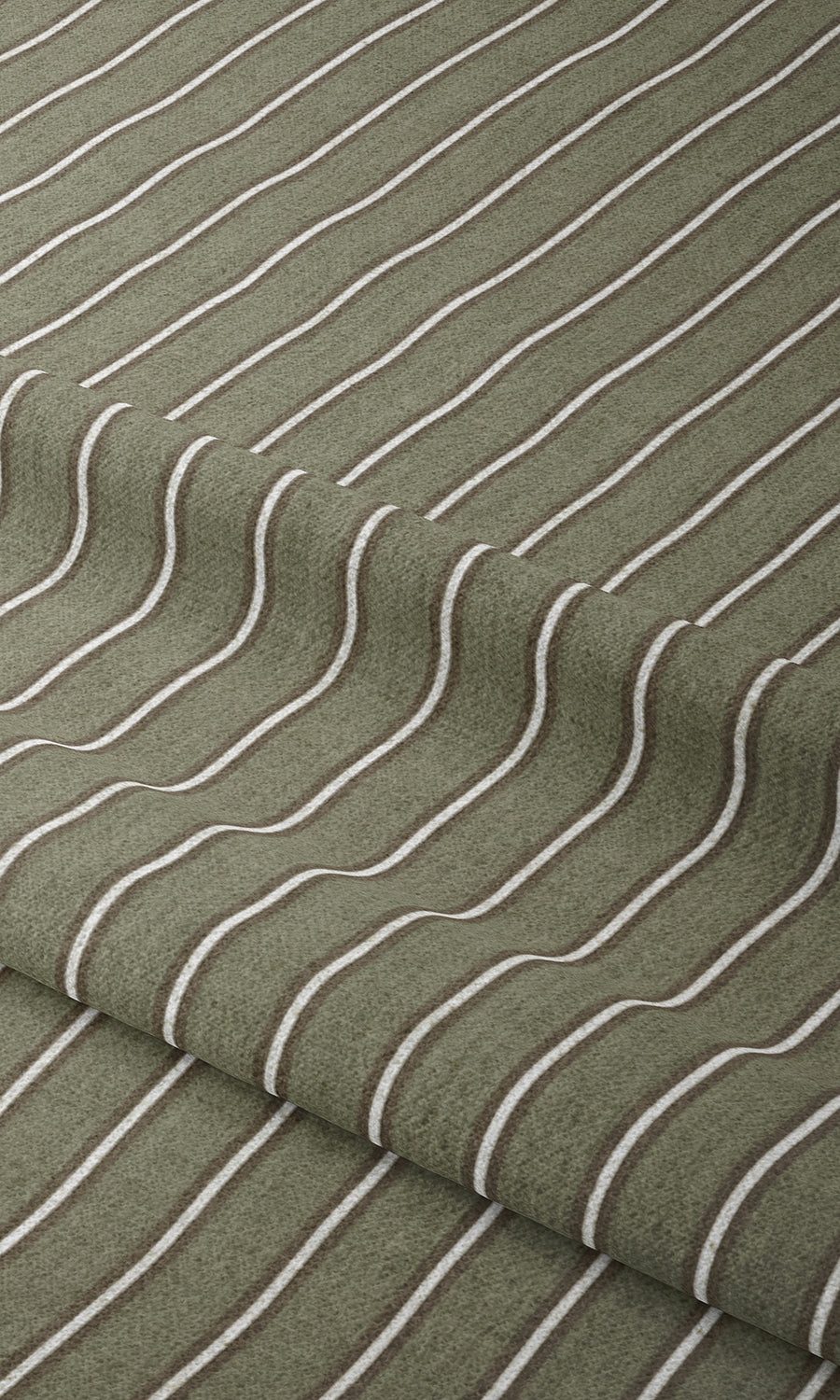 Modern Striped Print Window Treatments Fabric By the Metre (Olive Green)